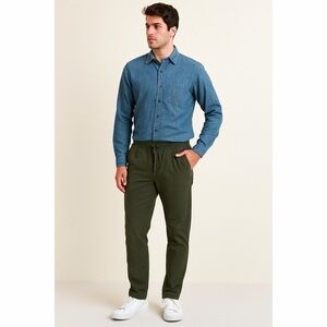 Raw Yarn | Geo Drawstring Elastic Waistband Pockets Ankle Snaps Pull On Pants